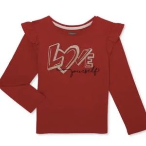 365 Kids Garanimals Girls Red Long Sleeve W/Ruffled Trim Top Size 10 NEW